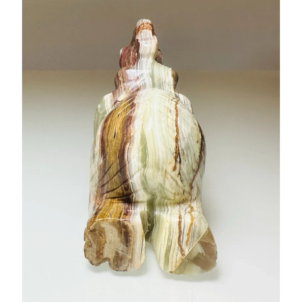 Hand Carved Onyx Elephant Figurine Natural Sculpture 5,3 in